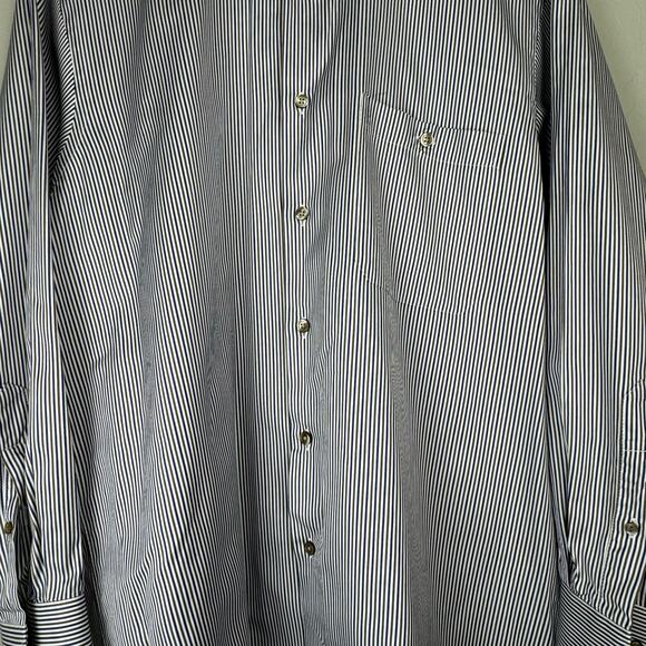 IKE BEHAR Blue White Brown Striped Button Down Shirt Size Large Men's Career - Picture 4 of 13
